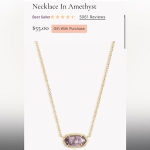 Kendra scott Elisa necklace Gold with amethyst stone BRAND NEW